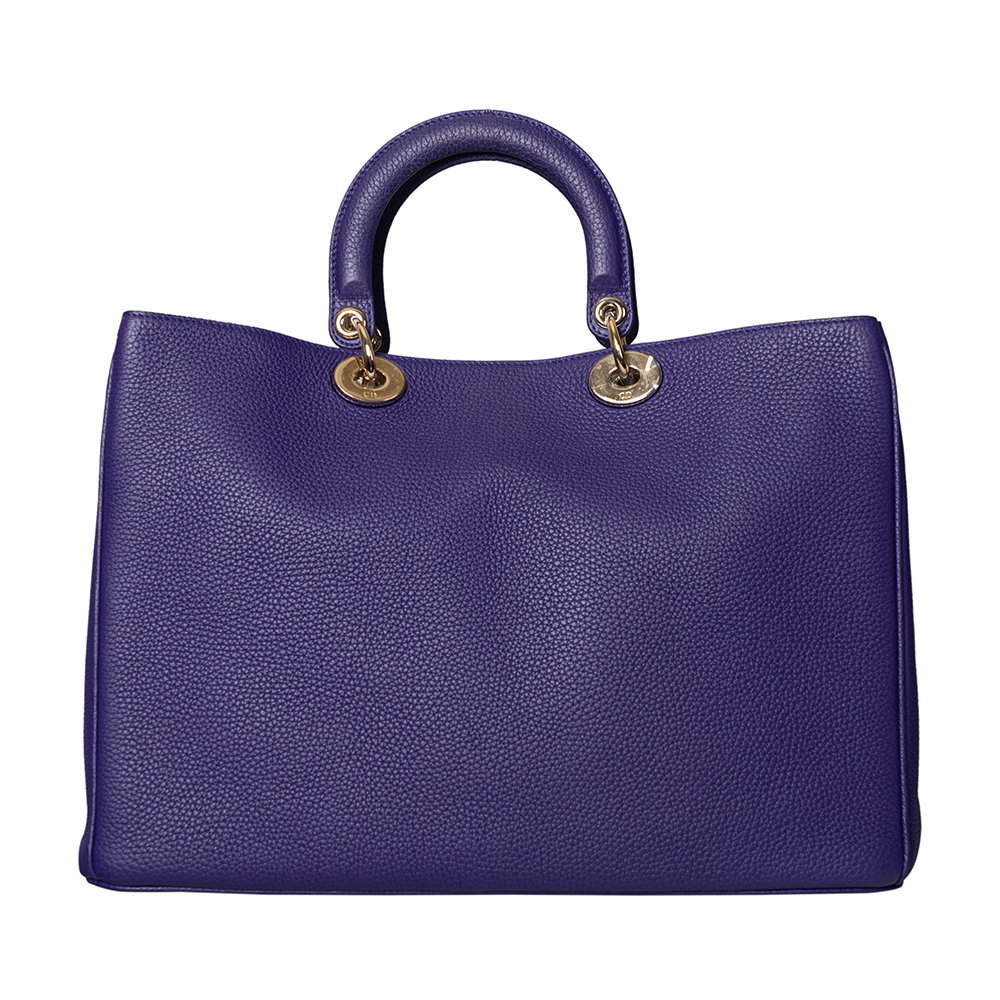 Dior Purple Pebbled Leather Large Diorissimo Shopper Tote